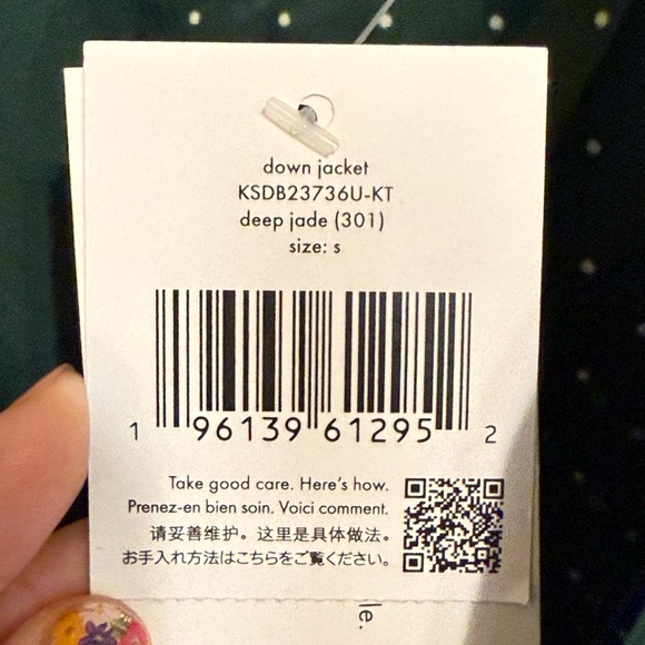 Kate Spade down coat Small green NWT - Picture 2 of 7